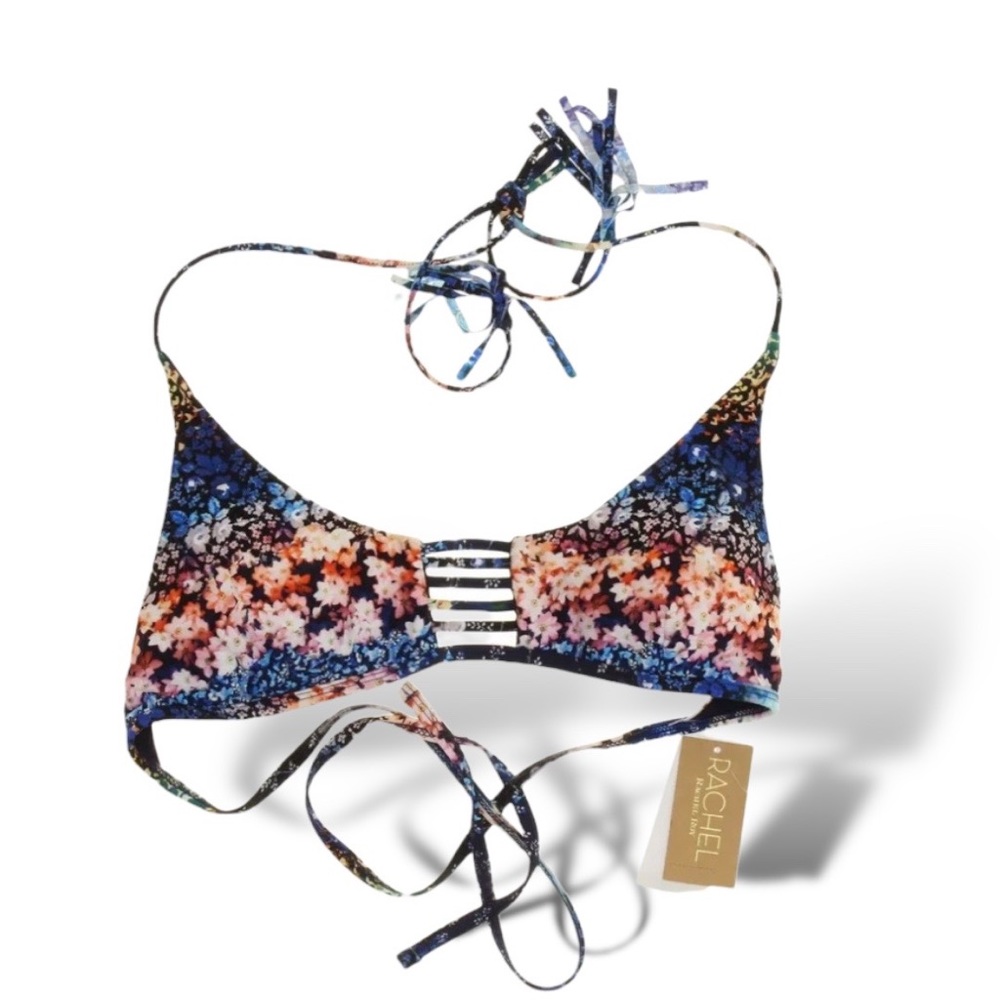 RACHEL Rachel Roy Midnight Garden Multi-Color Halter Bralette Bikini Top